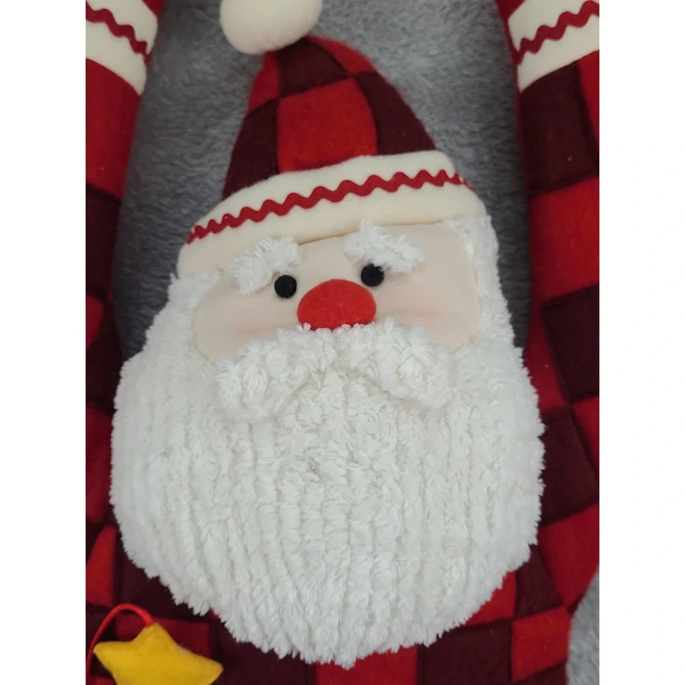 Santa Advent Calendar Wall‎ Hanging Red Plaid Christmas Holiday Decor